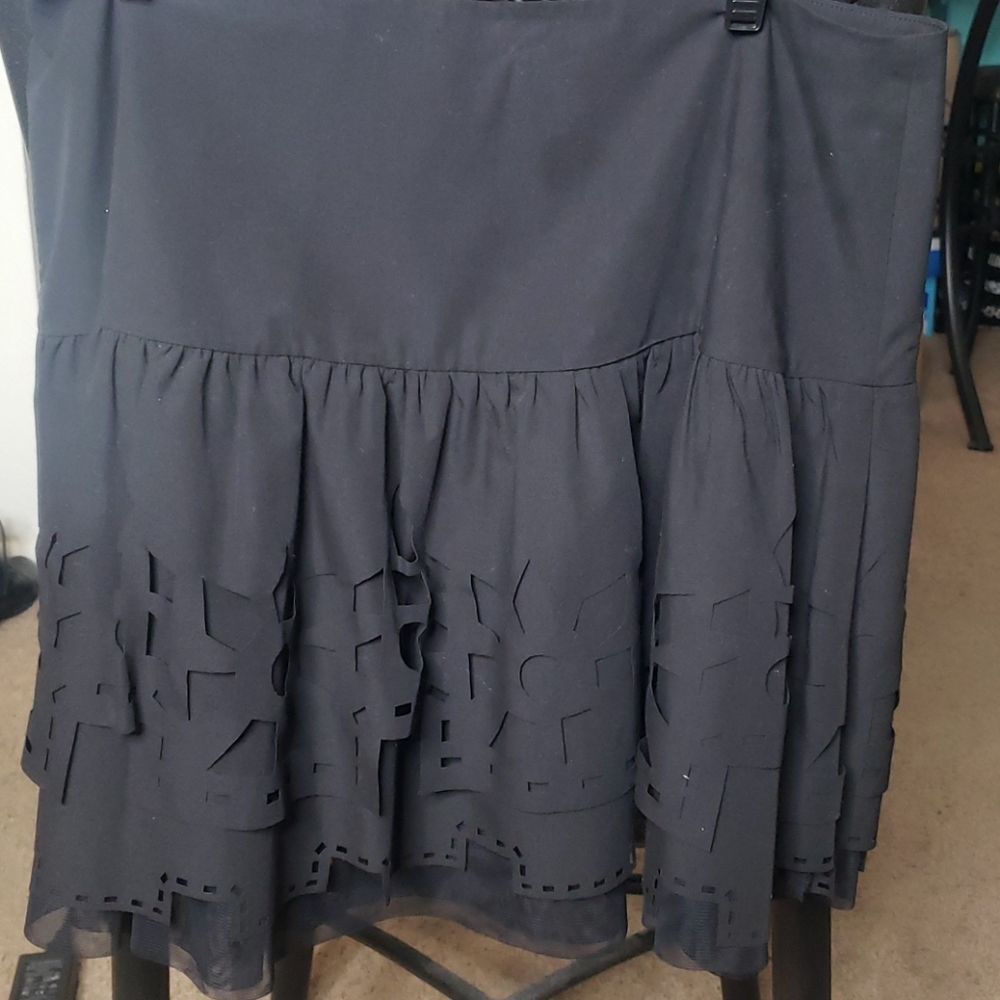 Kensie Black Mini Skirt With Mesh - Picture 5 of 10